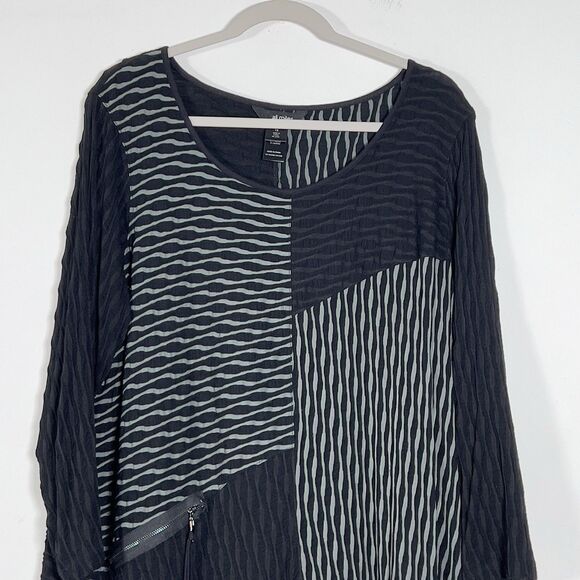 Ali Miles Pullover Tunic Top Womens Sz 1X Black Gray Textured 3/4 Sleeve Dress - Picture 3 of 11